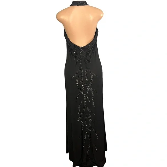 Nightway Collections High Neck Black Sequin Gown - Picture 6 of 9